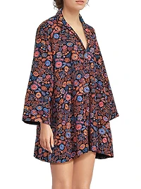 Floral-Embroidered Oversized Minidress
