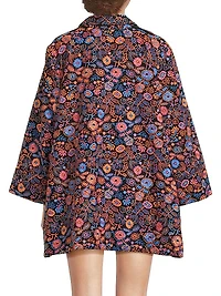 Floral-Embroidered Oversized Minidress