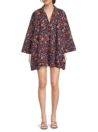 Floral-Embroidered Oversized Minidress