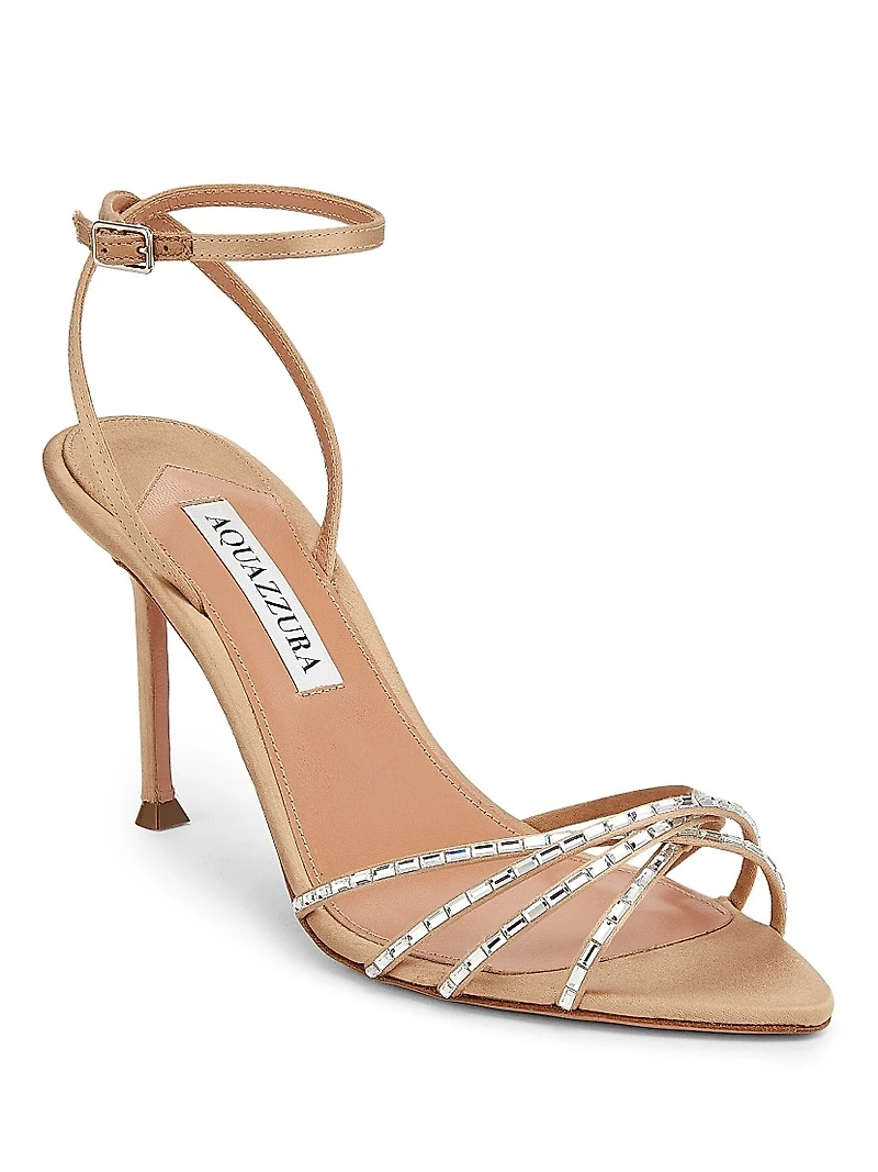 Tell Me 85MM Crystal-Embellished Satin Sandals