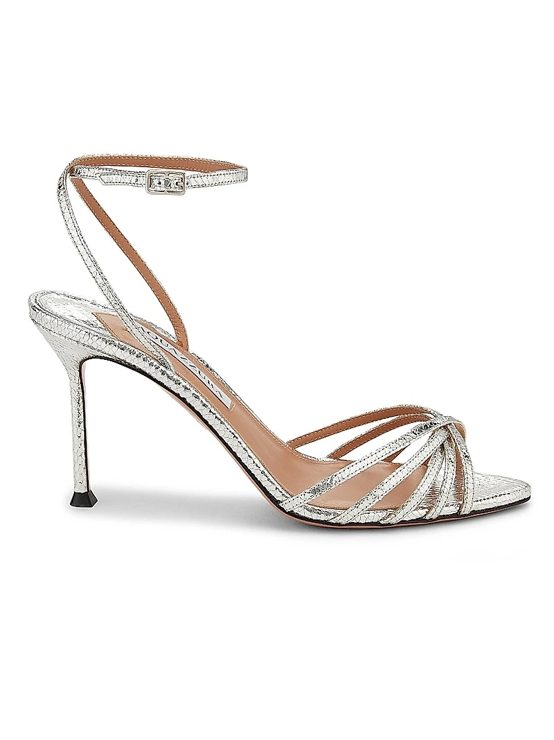 Tell Me 85MM Strappy Metallic Leather Sandals