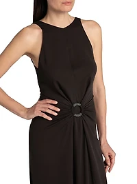 Silk O-Ring Maxi Dress