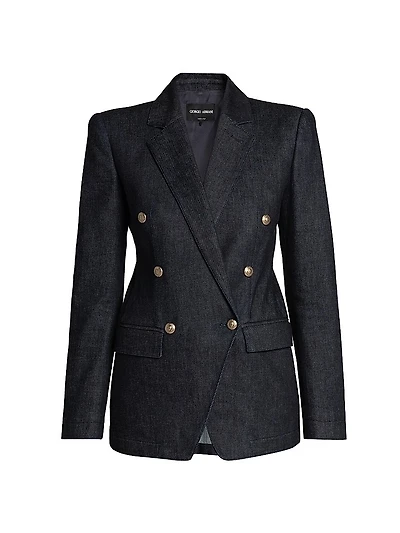 Textured Double-Breasted Blazer