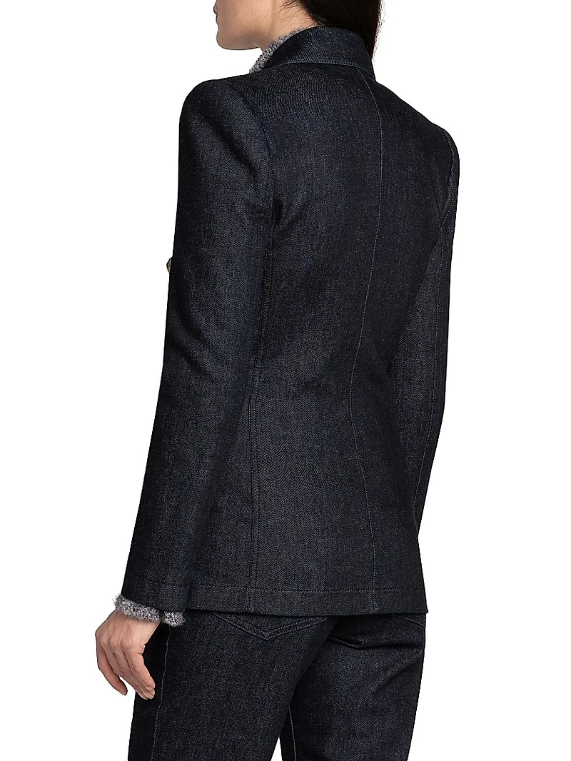 Textured Double-Breasted Blazer