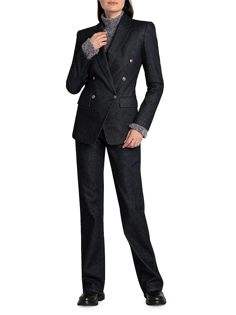 Textured Double-Breasted Blazer