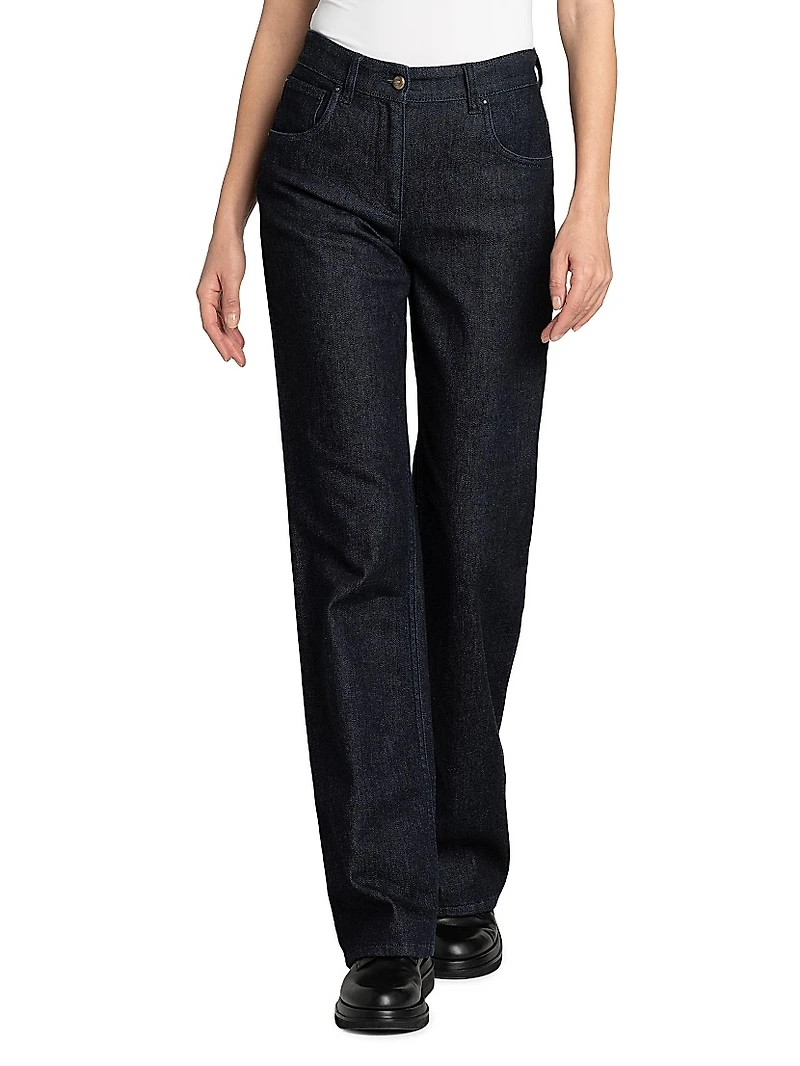 Textured Straight-Leg Jeans