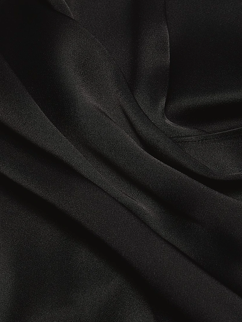Satin Short Sleeve Wrap Top