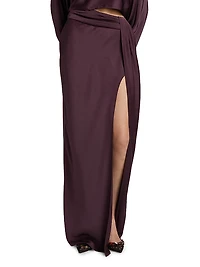 Satin Slit Maxi Skirt