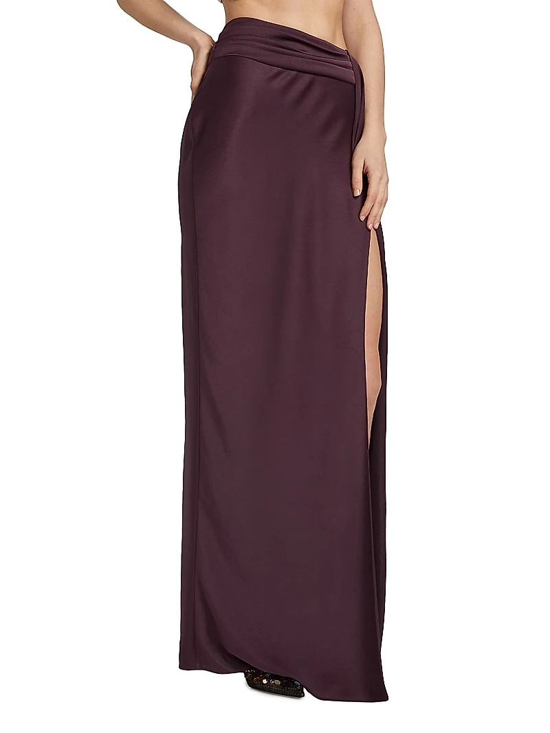 Satin Slit Maxi Skirt