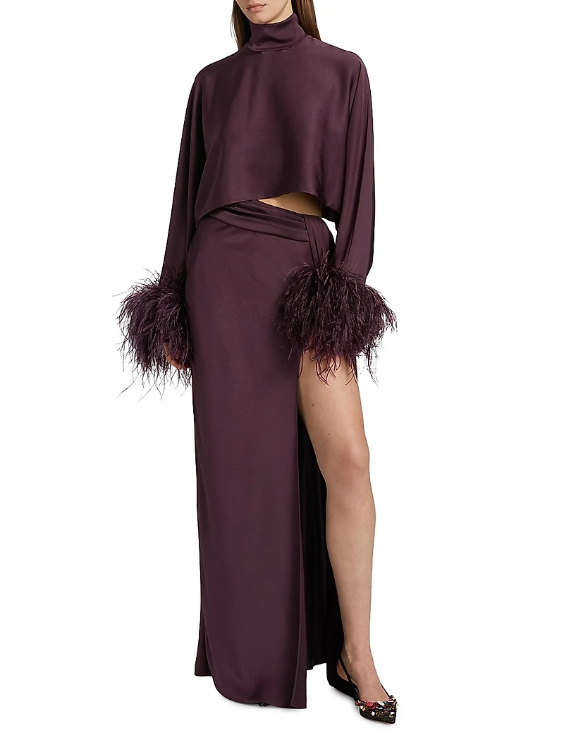 Satin Slit Maxi Skirt