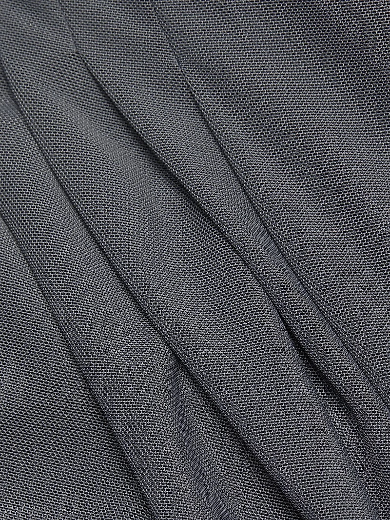 Draped Mesh Mock-Turtleneck Midi-Dress