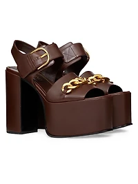 VLogo Chain Calfskin 130MM Platform Sandals