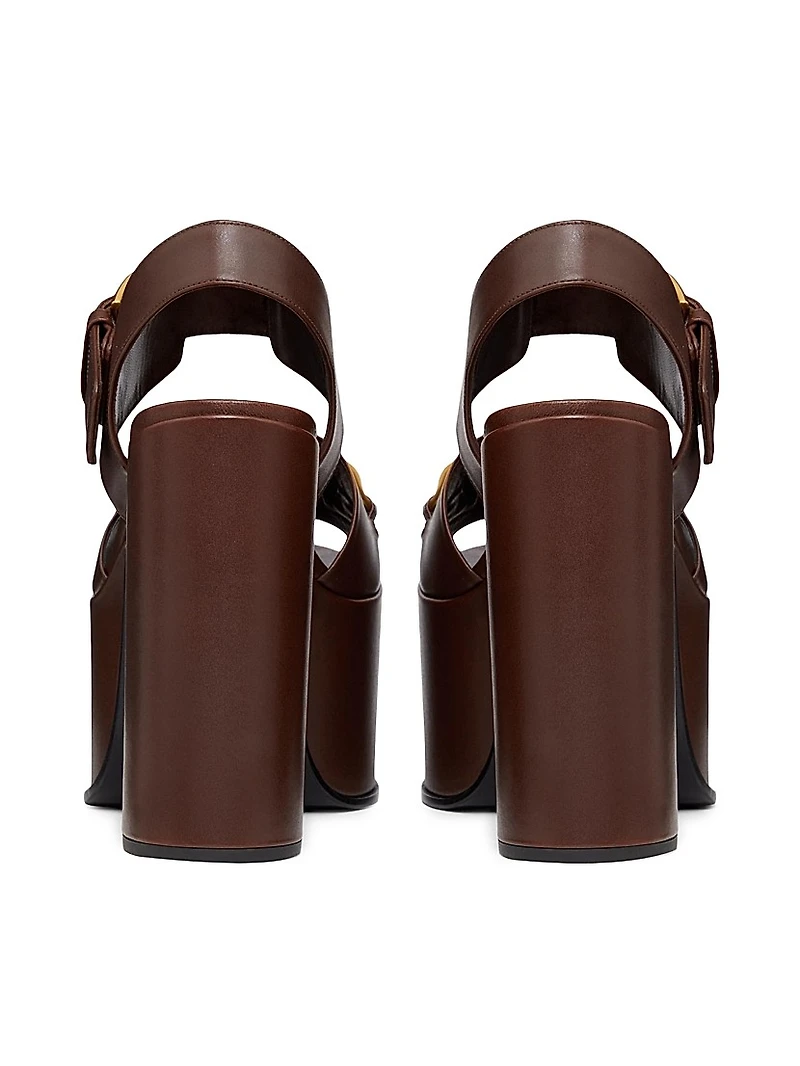 VLogo Chain Calfskin 130MM Platform Sandals