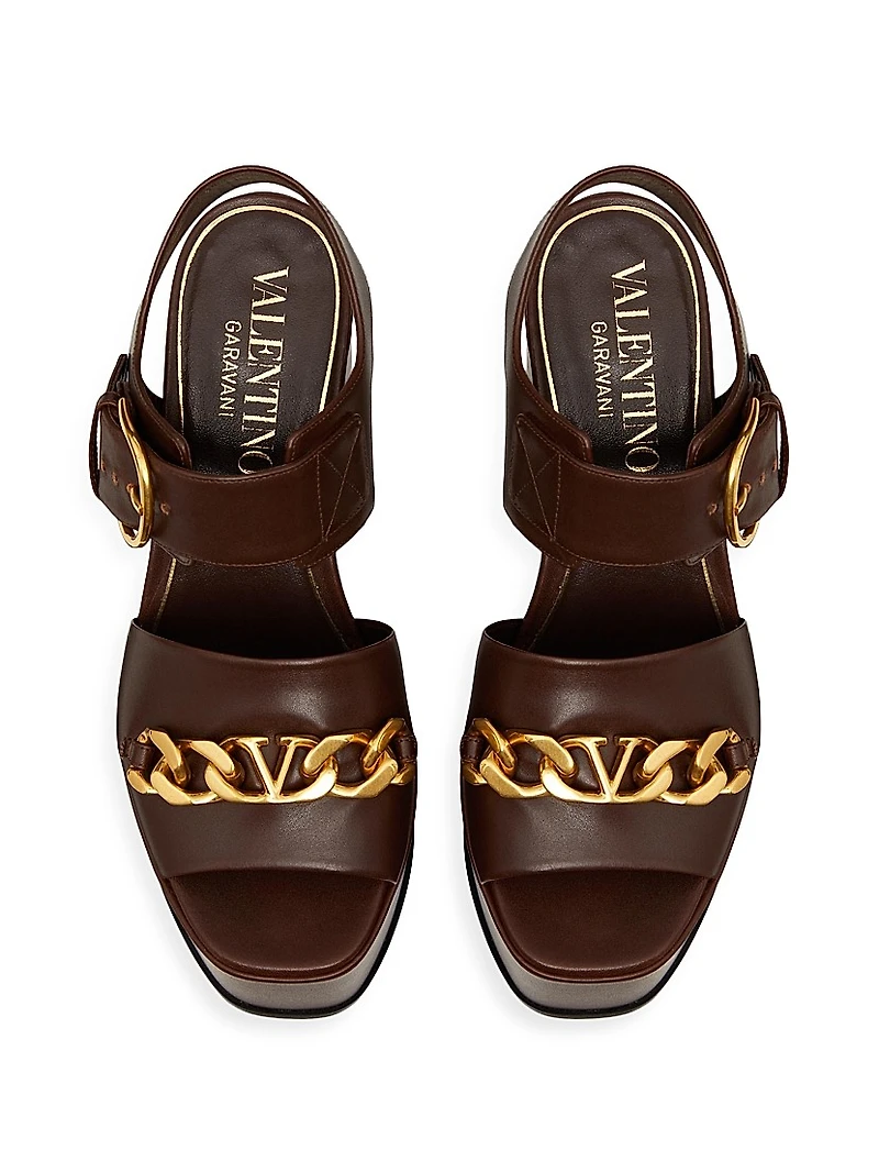 VLogo Chain Calfskin 130MM Platform Sandals