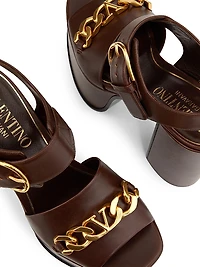 VLogo Chain Calfskin 130MM Platform Sandals