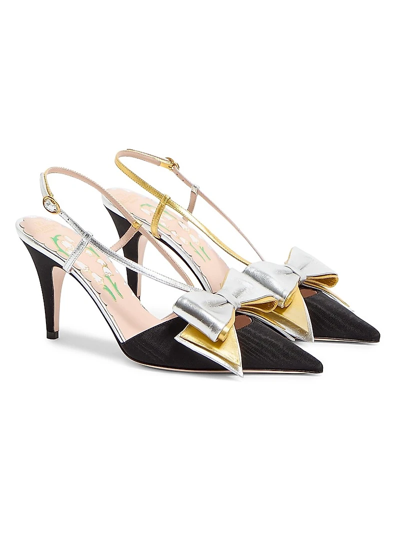 Bowow Slingback 85MM Pumps Moirè Fabric