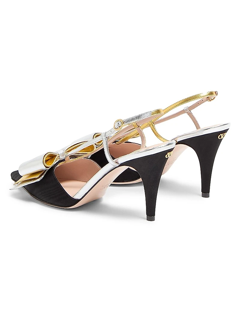 Bowow Slingback 85MM Pumps Moirè Fabric