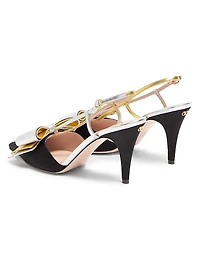 Bowow Slingback 85MM Pumps Moirè Fabric