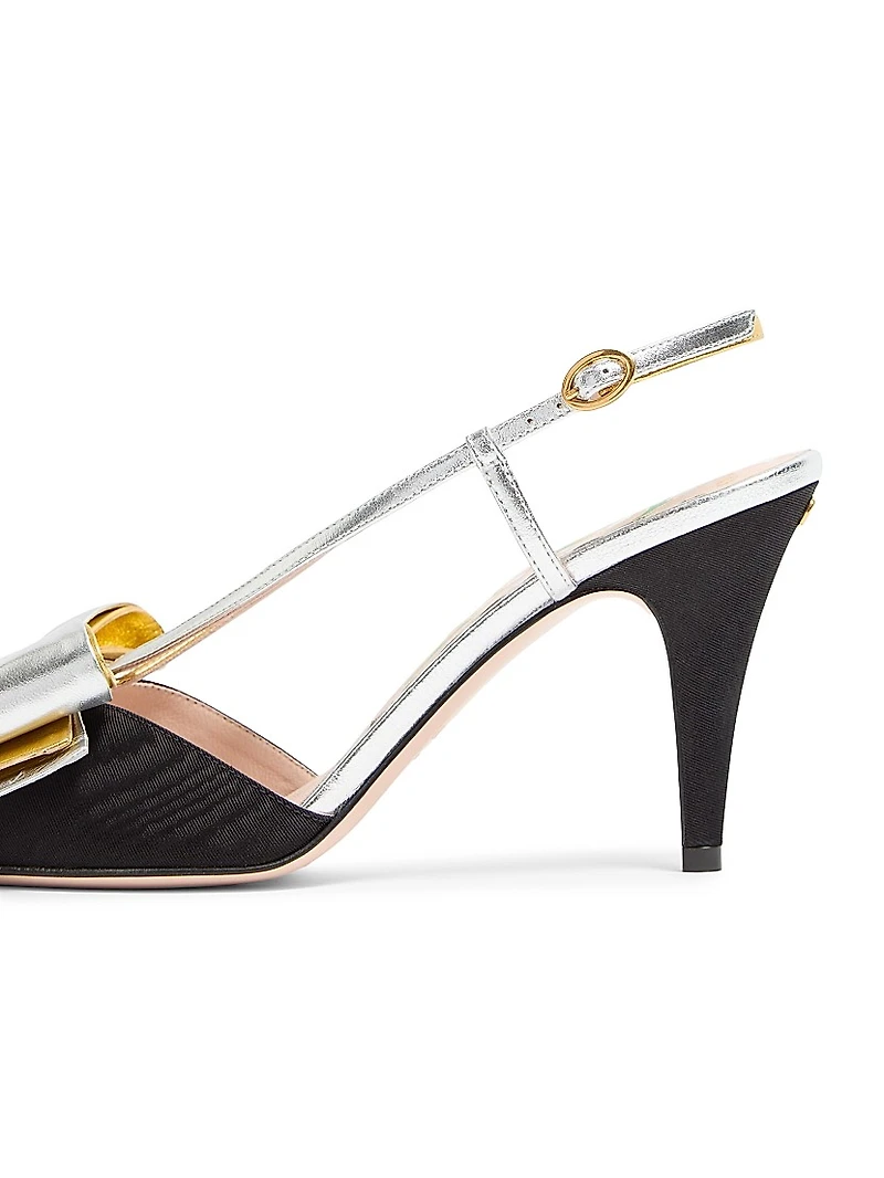 Bowow Slingback 85MM Pumps Moirè Fabric