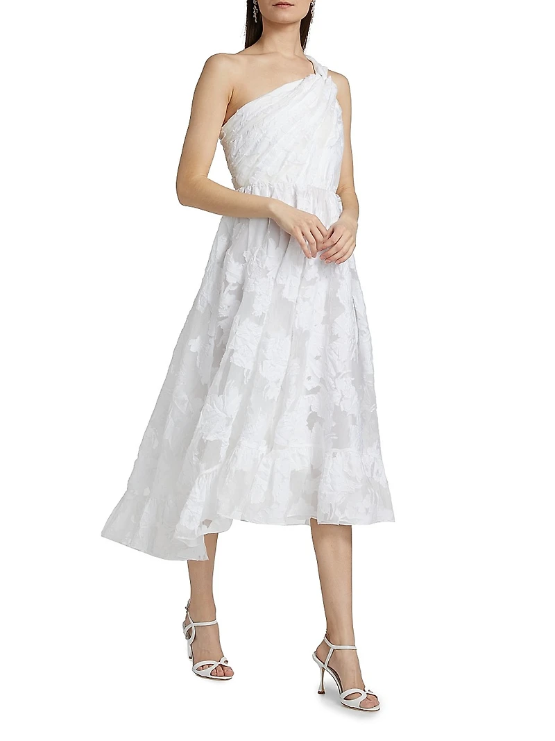 Asilia Paper Floral Organza Midi-Dress