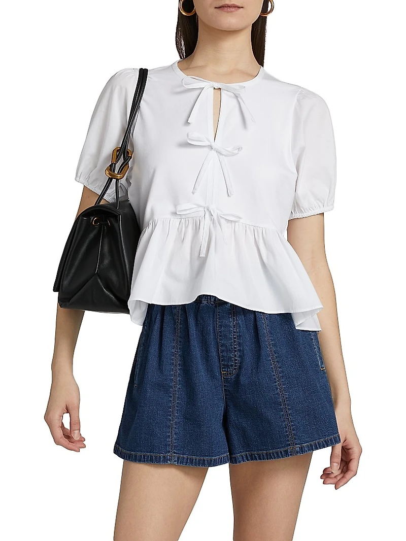 Mare Tie-Front Peplum Top