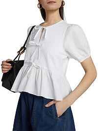 Mare Tie-Front Peplum Top