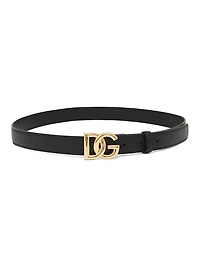 Leather Logo Buckle Belt