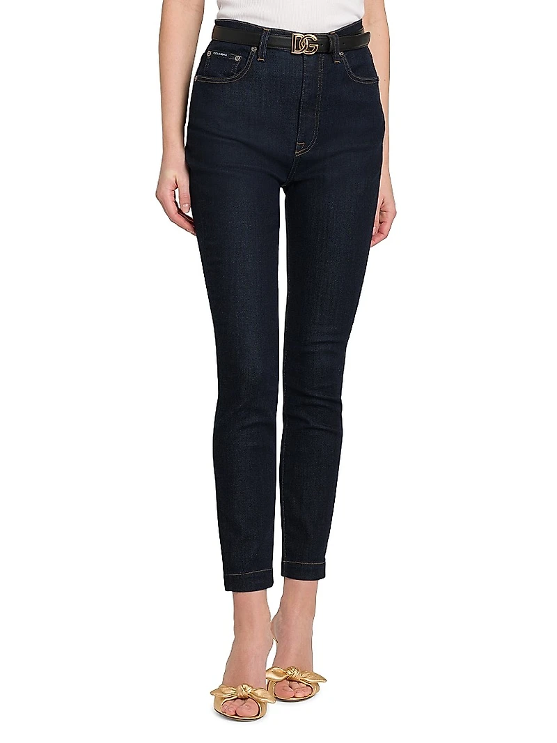 Leather Logo Buckle Belt