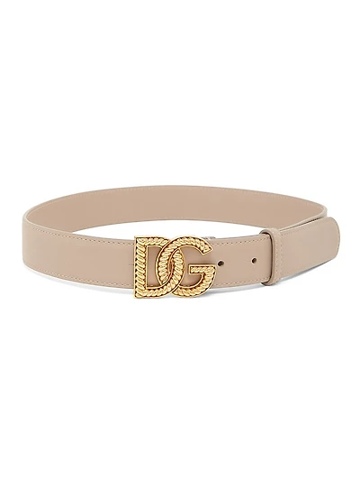 Logo Leather Buckle Belt