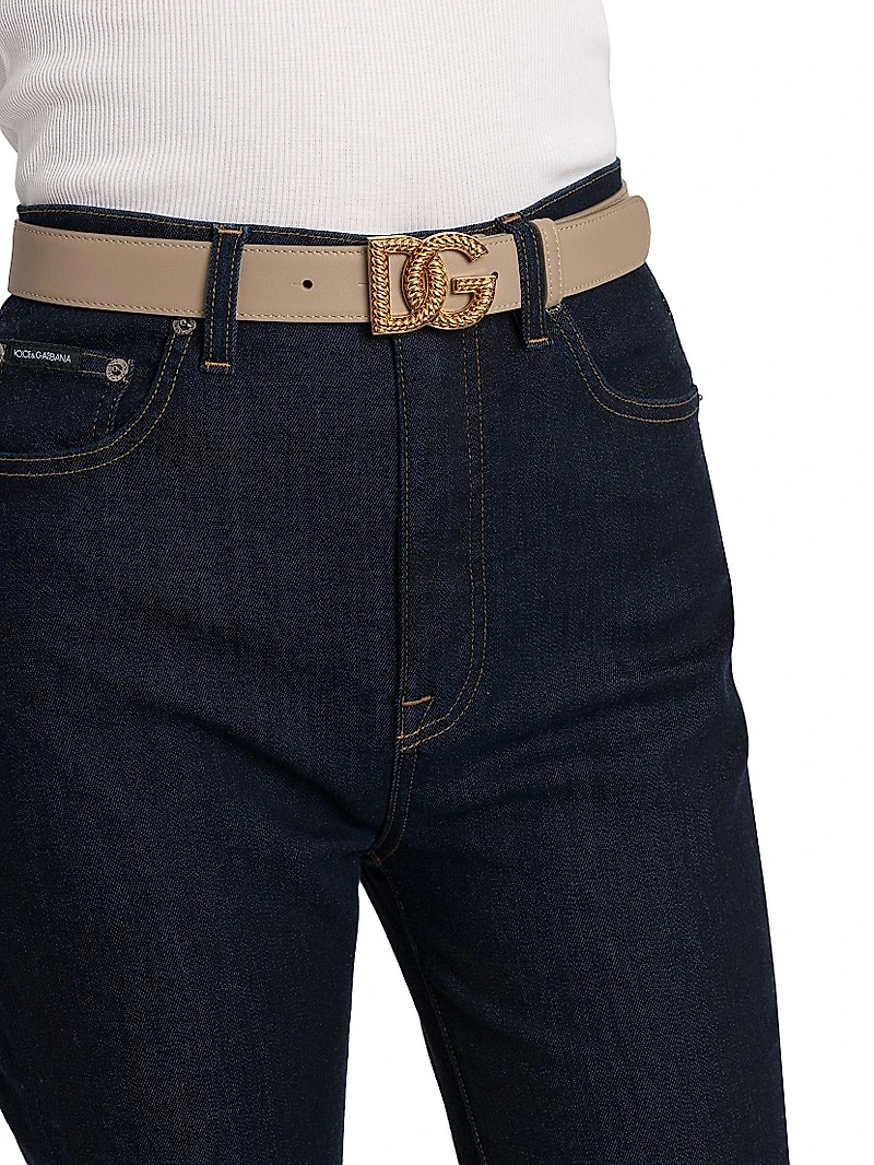 Logo Leather Buckle Belt