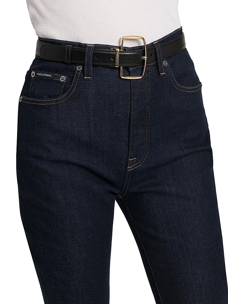 Italian Tailoring Leather Frame Buckle Belt