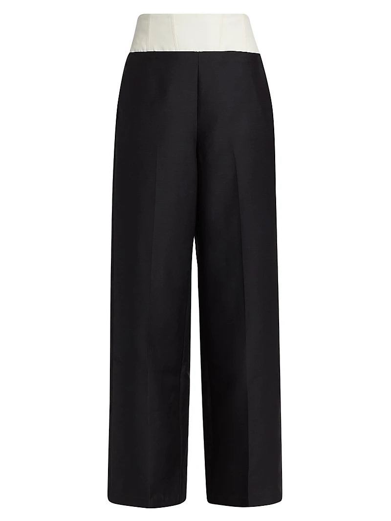 Dakota Wool-Silk Wide-Leg Pants