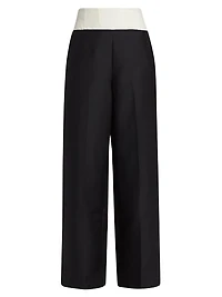 Dakota Wool-Silk Wide-Leg Pants