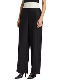 Dakota Wool-Silk Wide-Leg Pants