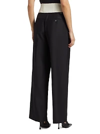 Dakota Wool-Silk Wide-Leg Pants