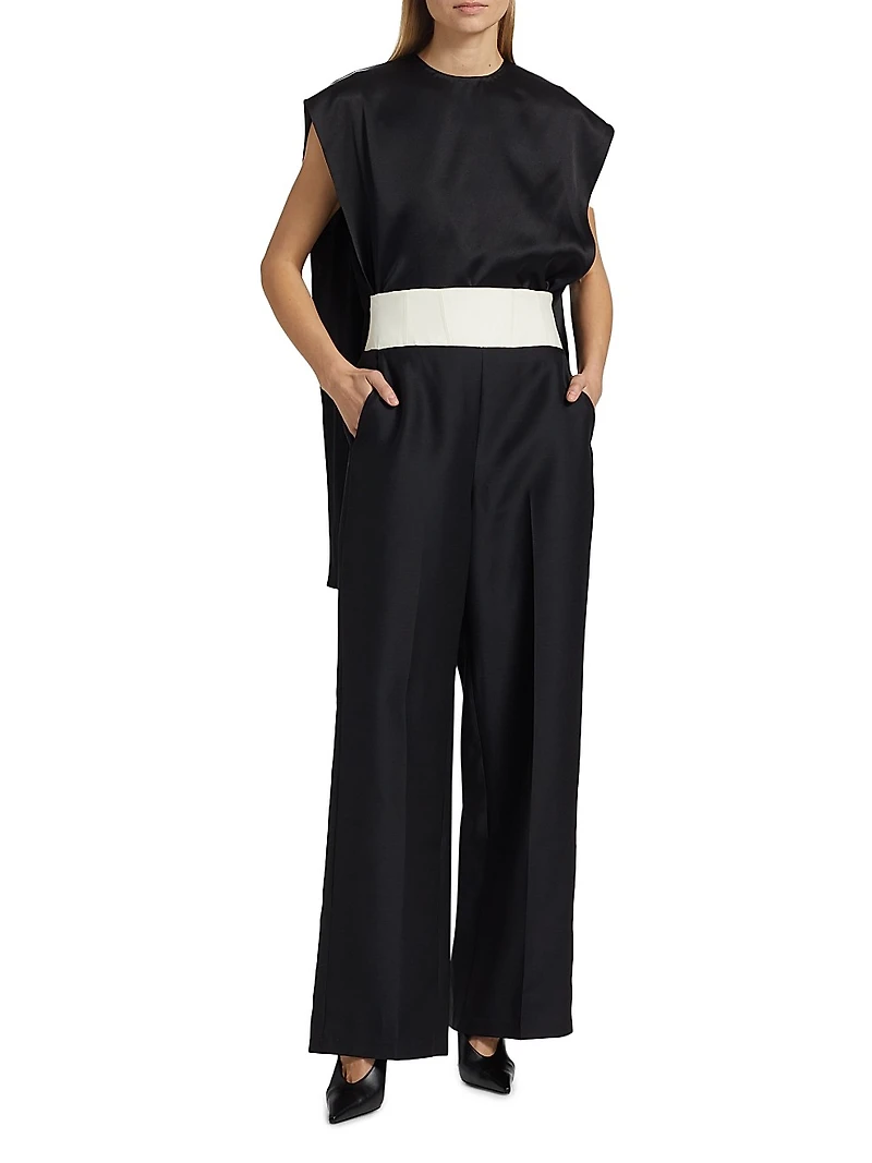 Dakota Wool-Silk Wide-Leg Pants