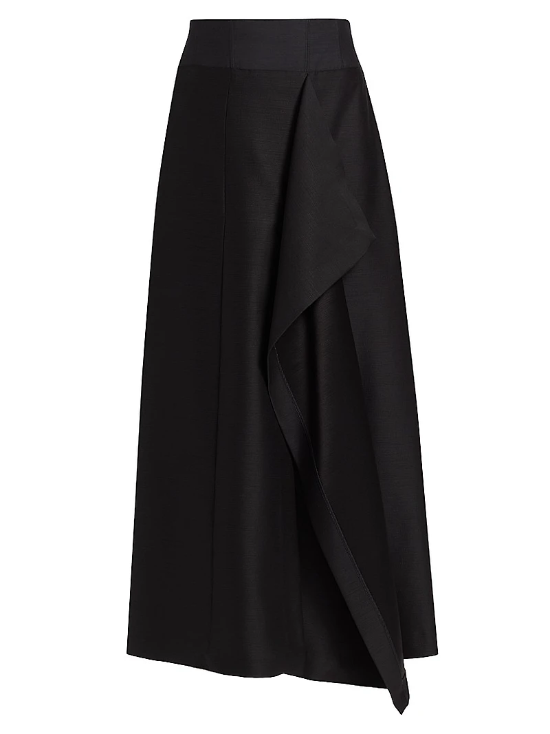 Pheobe Wool-Silk Midi-Skirt