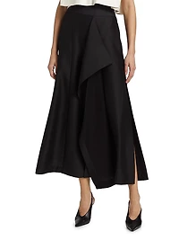 Pheobe Wool-Silk Midi-Skirt