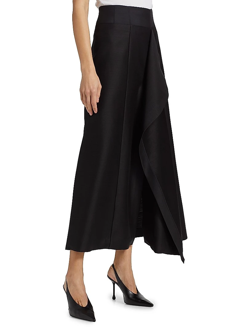 Pheobe Wool-Silk Midi-Skirt
