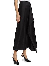Pheobe Wool-Silk Midi-Skirt