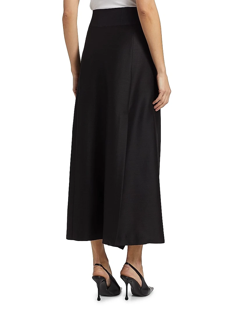 Pheobe Wool-Silk Midi-Skirt