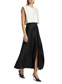 Pheobe Wool-Silk Midi-Skirt
