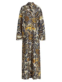 Jose De Jesus Alvarez Printed Silk Maxi Dress