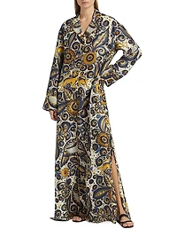 Jose De Jesus Alvarez Printed Silk Maxi Dress