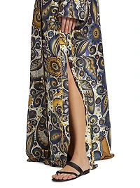Jose De Jesus Alvarez Printed Silk Maxi Dress