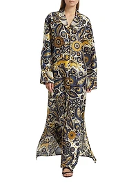 Jose De Jesus Alvarez Printed Silk Maxi Dress