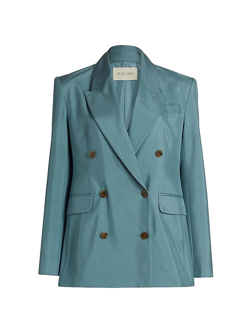 Estelle Double-Breasted Silk Blazer