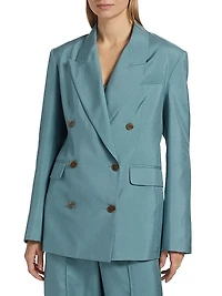 Estelle Double-Breasted Silk Blazer