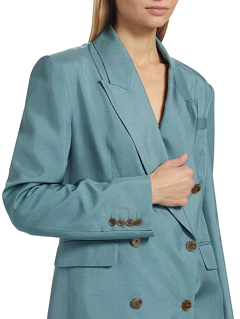 Estelle Double-Breasted Silk Blazer