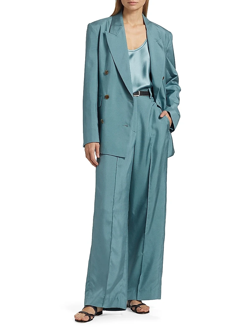 Estelle Double-Breasted Silk Blazer